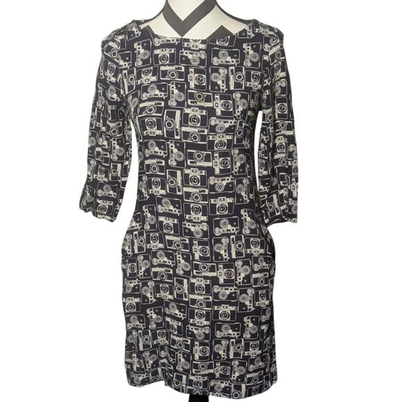 emilyandfin XS Retro Camera Print Fit & Flare Dress - Picture 1 of 5